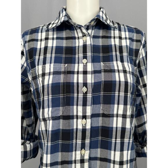 Lauren Ralph Lauren Shirt Womens Medium Petite Blue Plaid Flannel Button Camping - Picture 6 of 16